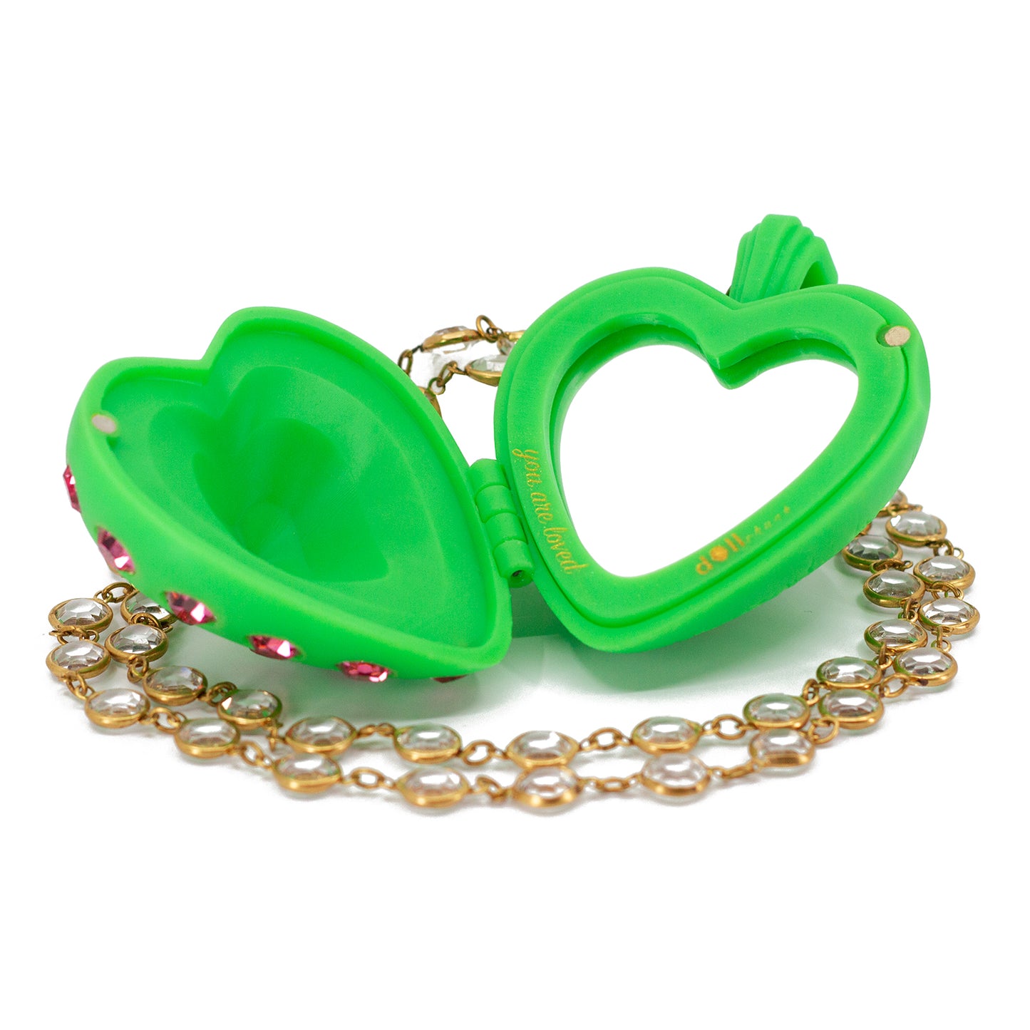 Watermelon Heart Puff Locket Necklace
