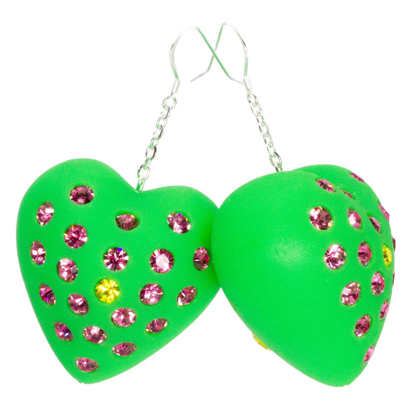 Watermelon Heart Puff Earrings