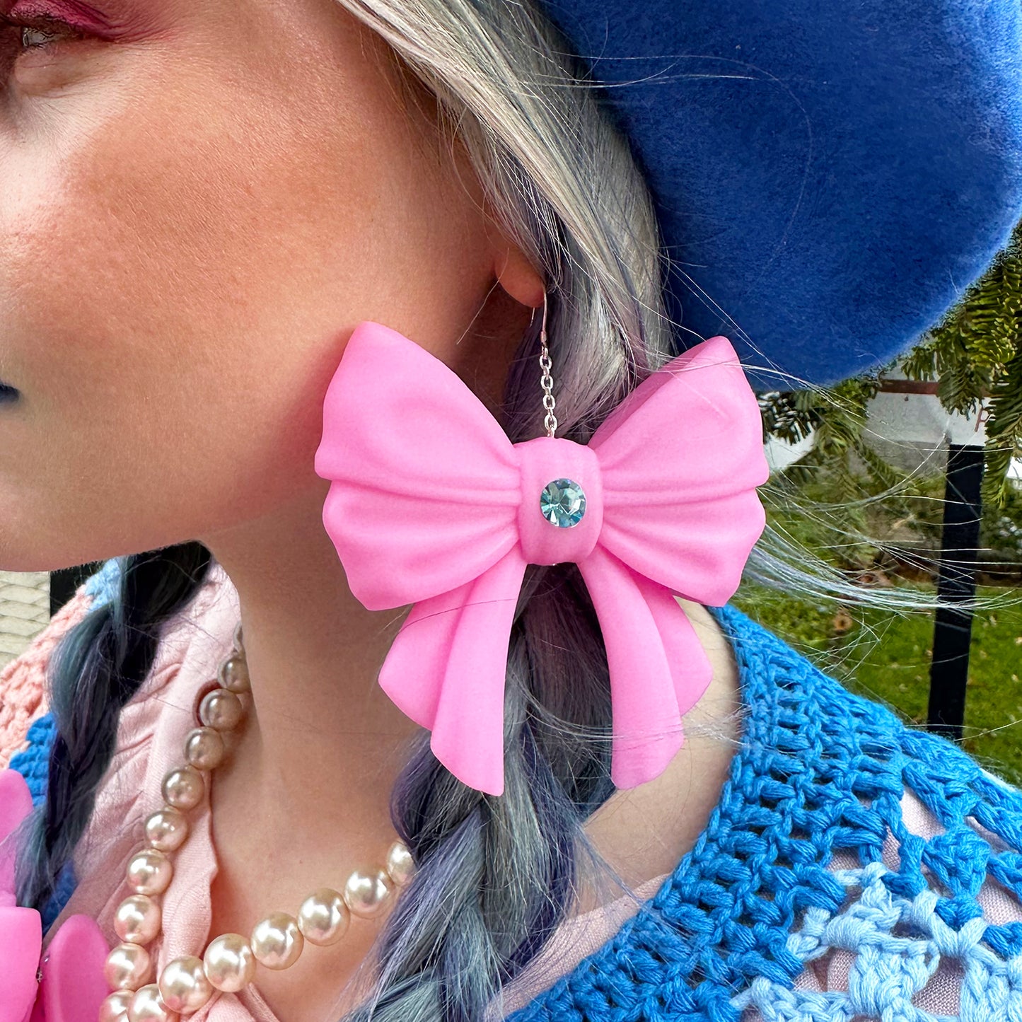 Luna Bow Puff Earrings