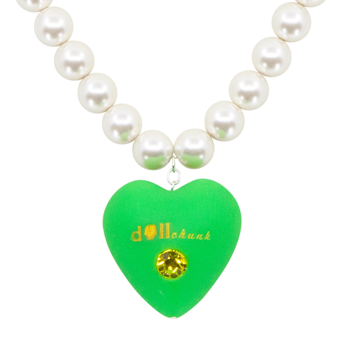 Watermelon Heart Puff Pearl Necklace