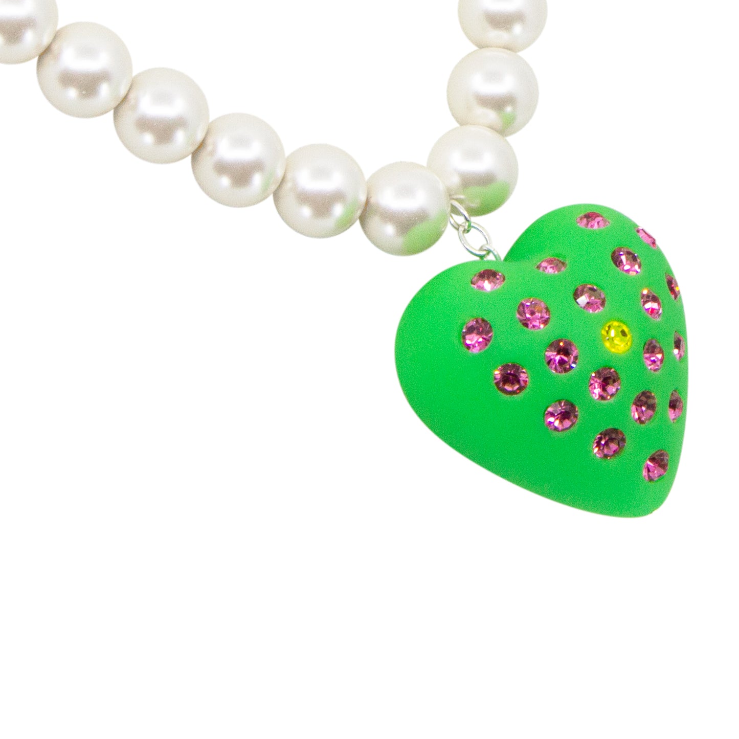 Watermelon Heart Puff Pearl Necklace