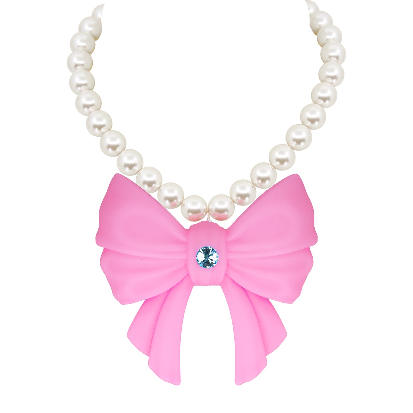 Luna Bow Puff Pearl Necklace