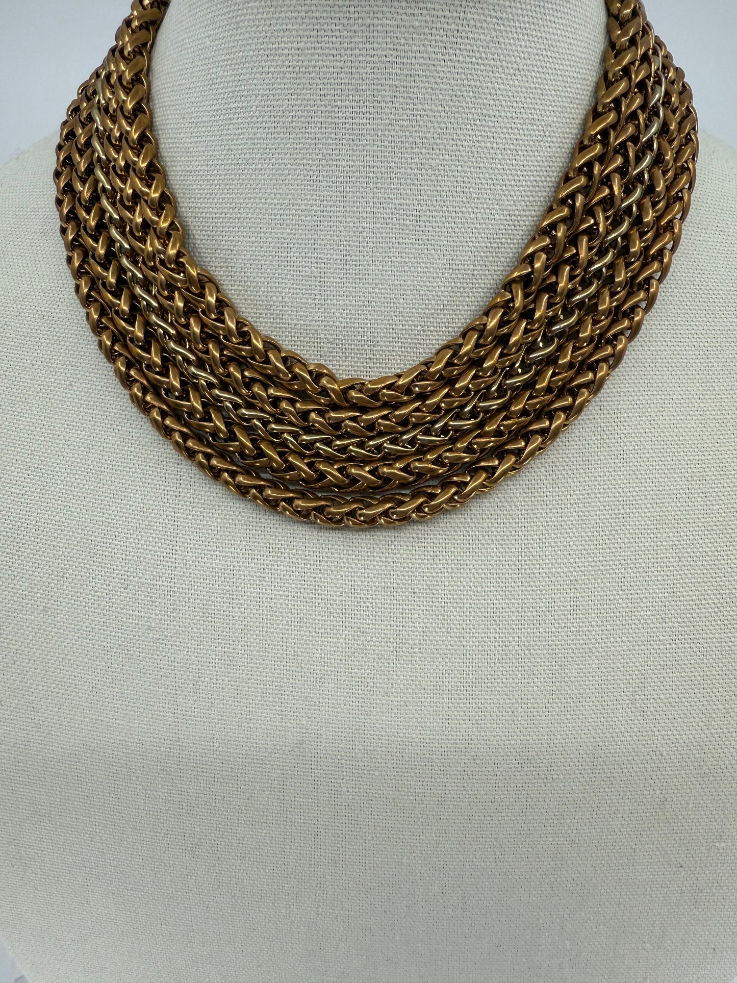 Vintage Chanel Runway Chunky 5-Strand Gold Chain Collar Necklace