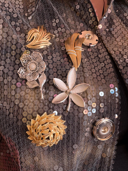 Vintage Capri Mid-Century Textural Domed Leaf Brooch