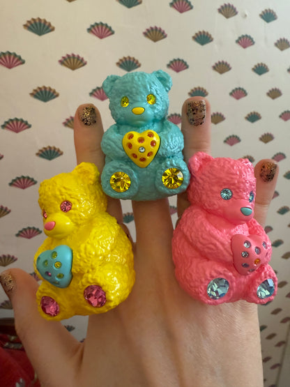 Bubble Gummy Bear Heart Charm Mood Ring