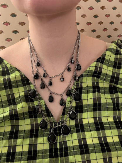 Vintage Festoon Black Glass Goth Queen Necklace