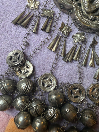 Iris Apfel's Vintage Highly Documented Monumental Chinese Miao Jingle Necklace