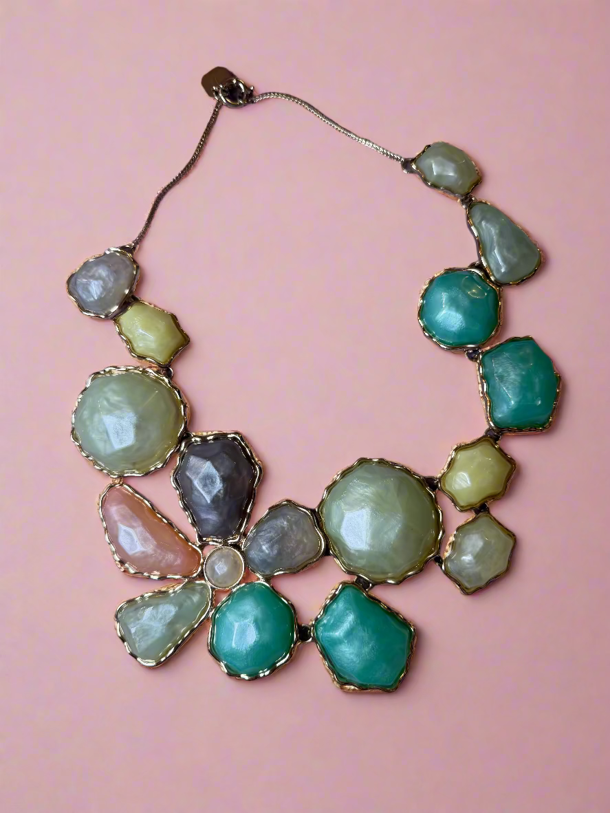 Iris Apfel's Vintage Huge Pastel Chunky Cabochon Statement Necklace