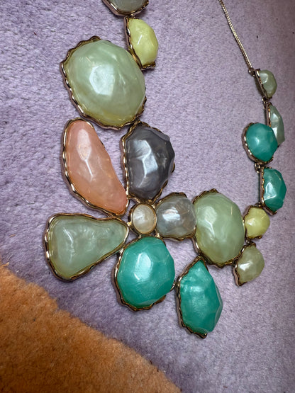 Iris Apfel's Vintage Huge Pastel Chunky Cabochon Statement Necklace