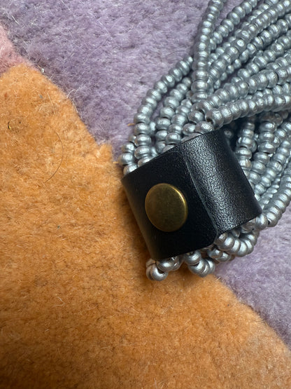 Iris Apfel's Vintage Light Silver Jianhui London Extra Long Wood Beaded Necklace