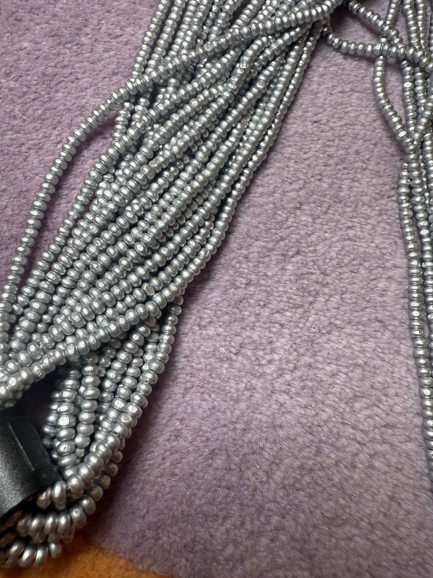 Iris Apfel's Vintage Light Silver Jianhui London Extra Long Wood Beaded Necklace