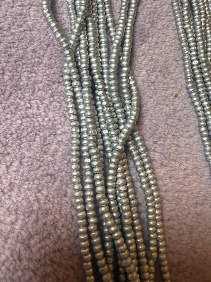 Iris Apfel's Vintage Light Silver Jianhui London Extra Long Wood Beaded Necklace