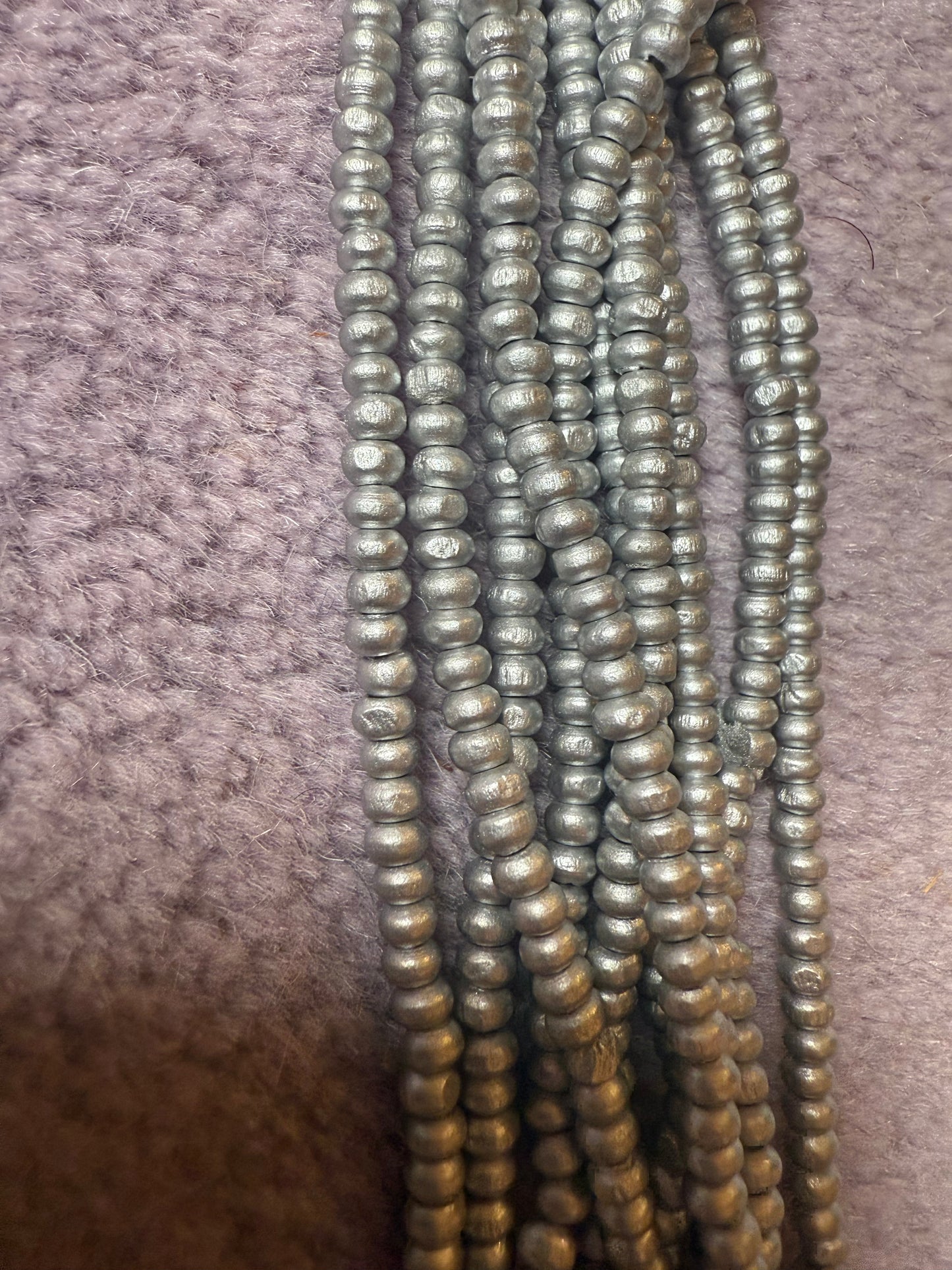 Iris Apfel's Vintage Light Silver Jianhui London Extra Long Wood Beaded Necklace