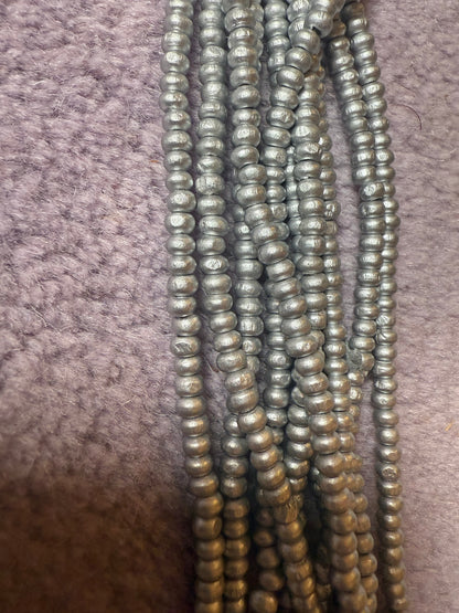 Iris Apfel's Vintage Light Silver Jianhui London Extra Long Wood Beaded Necklace