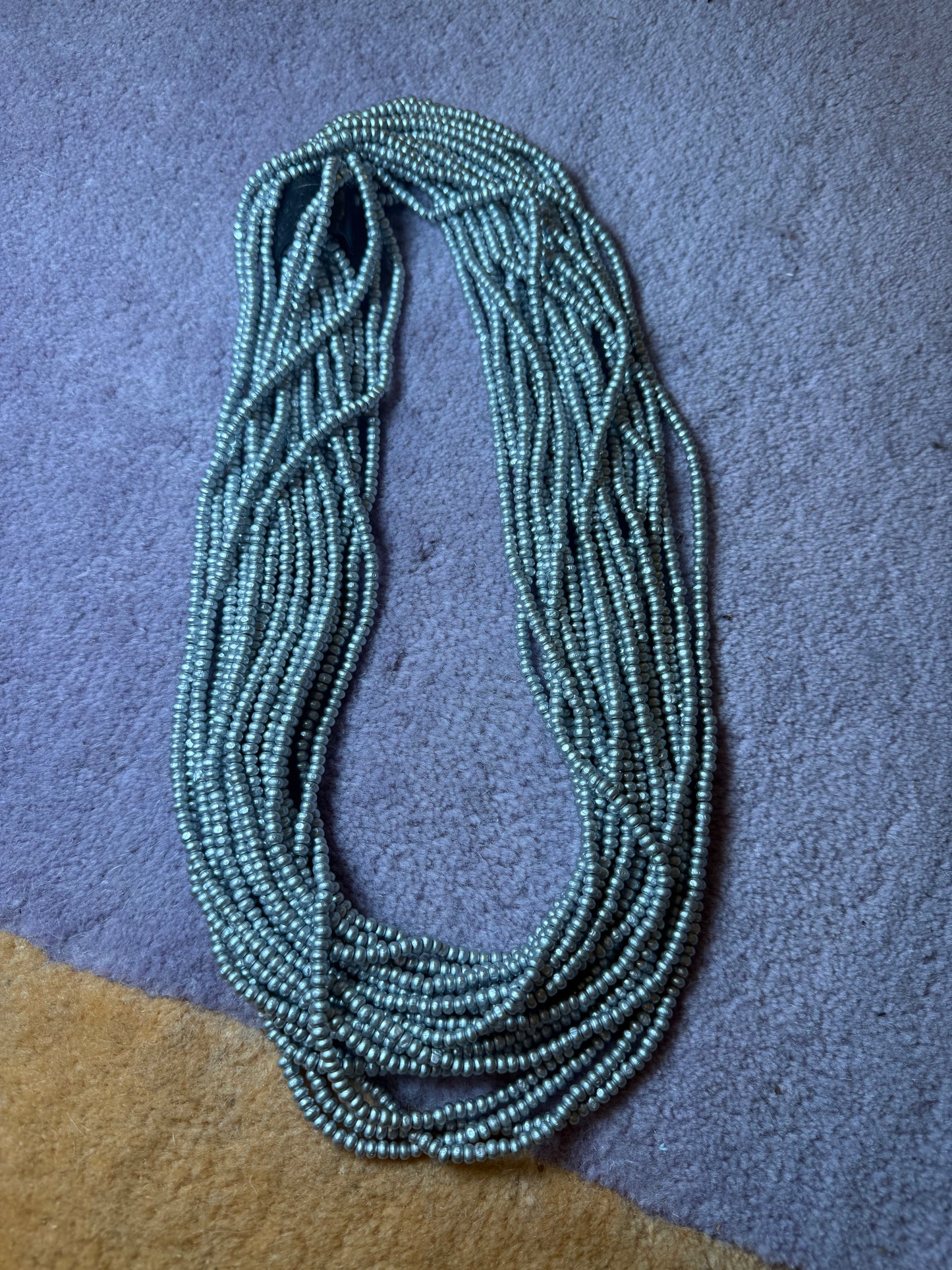 Iris Apfel's Vintage Light Silver Jianhui London Extra Long Wood Beaded Necklace