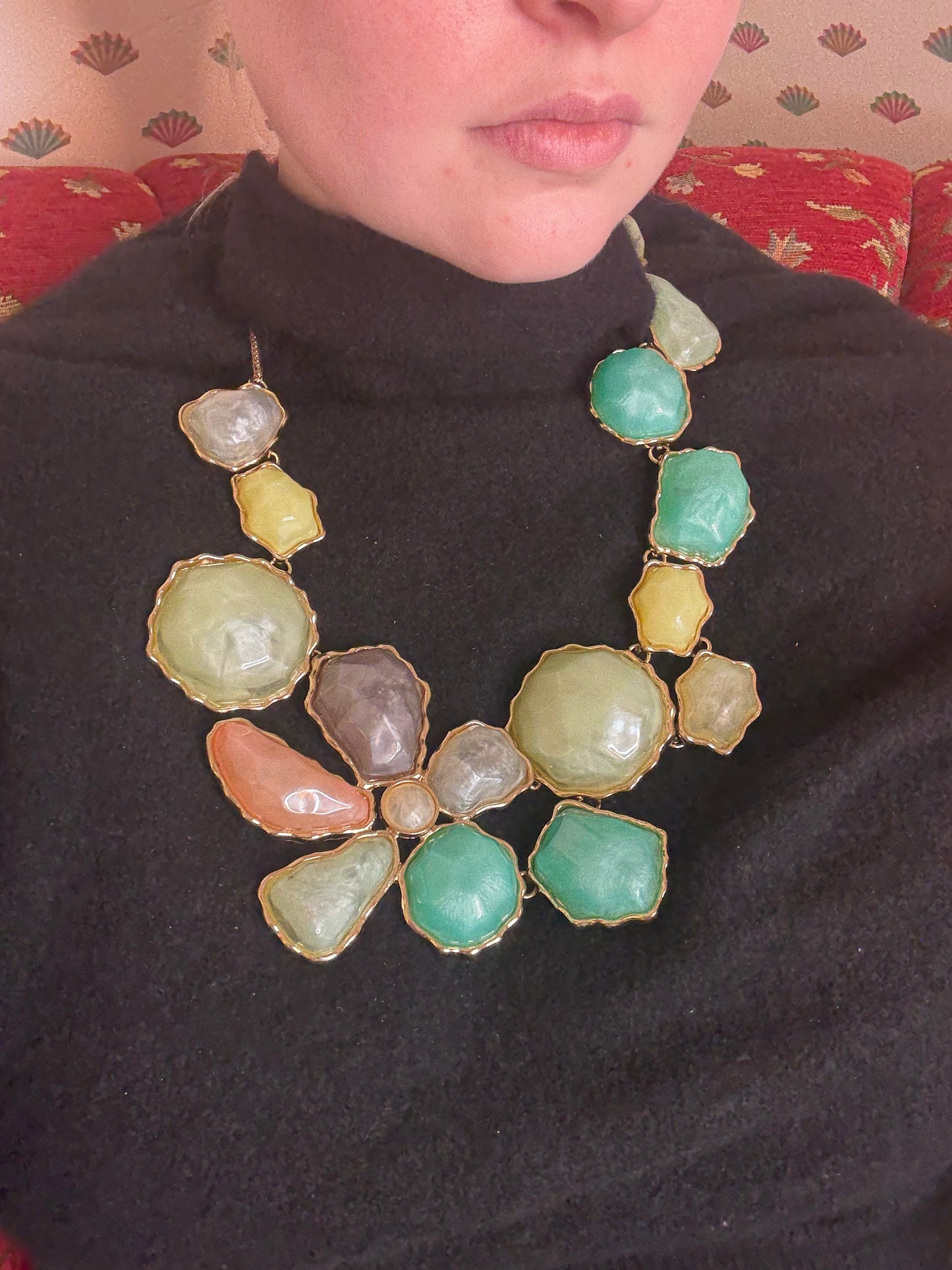 Iris Apfel's Vintage Huge Pastel Chunky Cabochon Statement Necklace