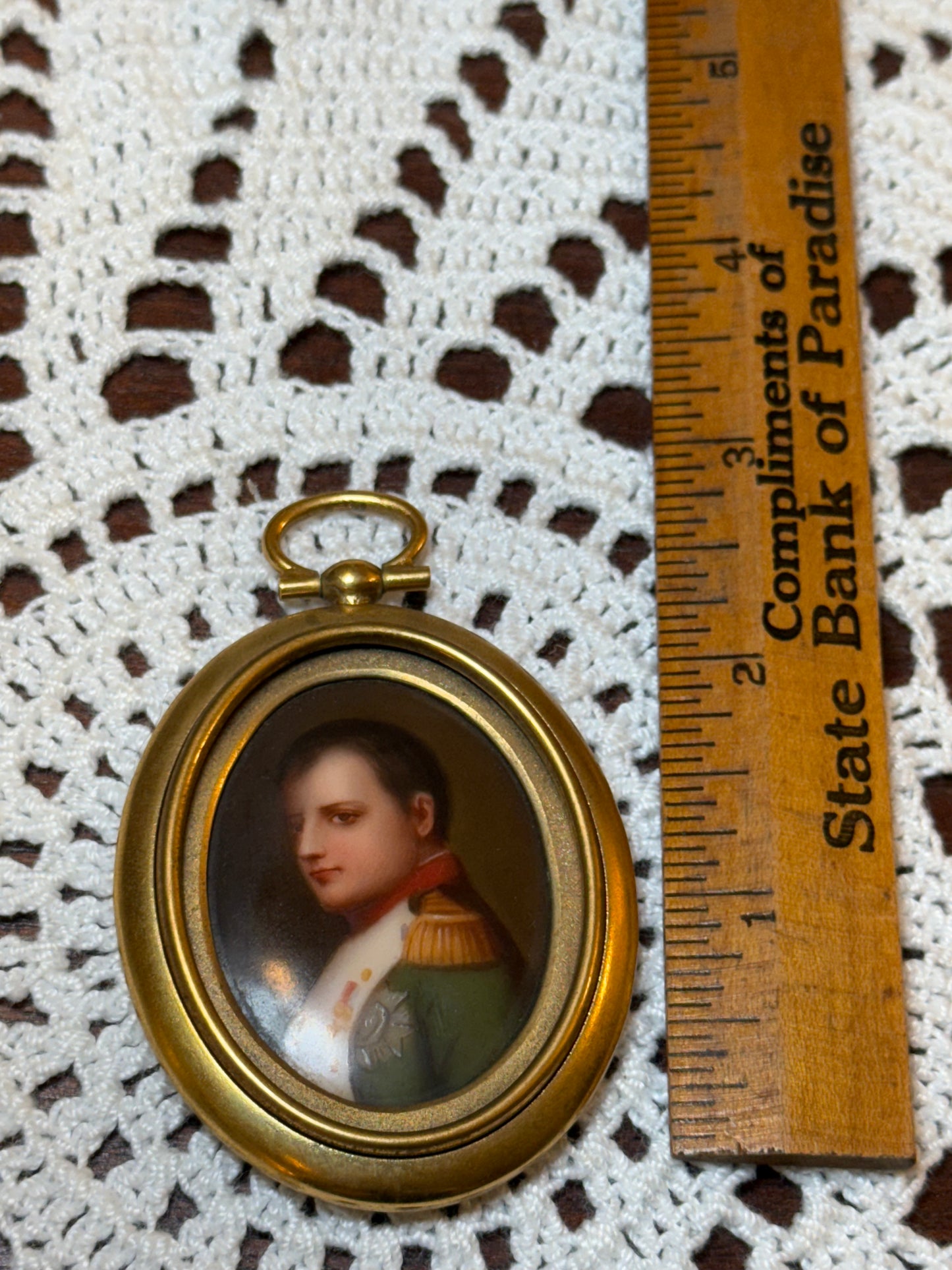 Antique Napoleon 19th Century Portrait Miniature Pendant