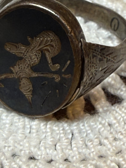 Vintage Reversible Siam Niello Silver Dancer Ring