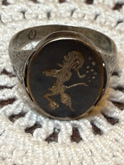 Vintage Reversible Siam Niello Silver Dancer Ring