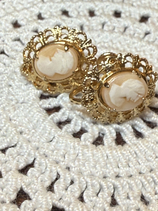 Vintage Coro Mini Cameo Earrings
