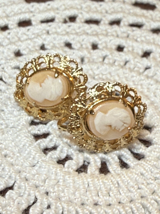 Vintage Coro Mini Cameo Earrings
