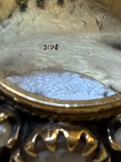 Vintage 14K Solid Gold Cameo Eternity Ring