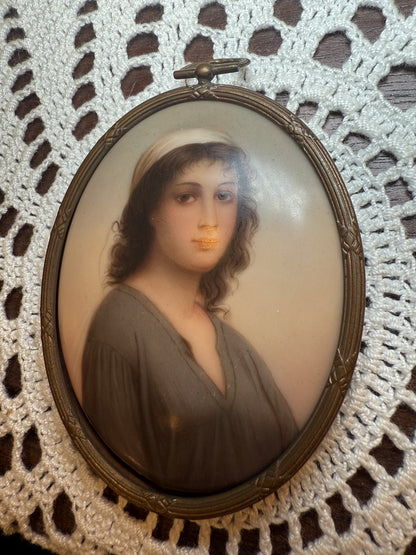 Antique 19th Century Ruth Portrait Miniature Pendant