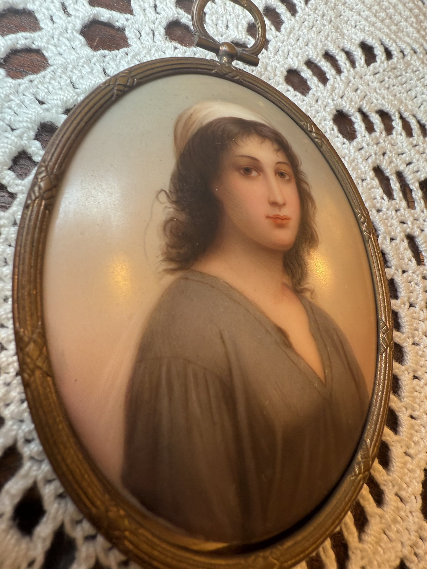 Antique 19th Century Ruth Portrait Miniature Pendant