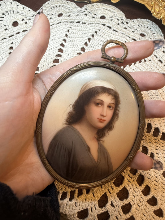 Antique 19th Century Ruth Portrait Miniature Pendant