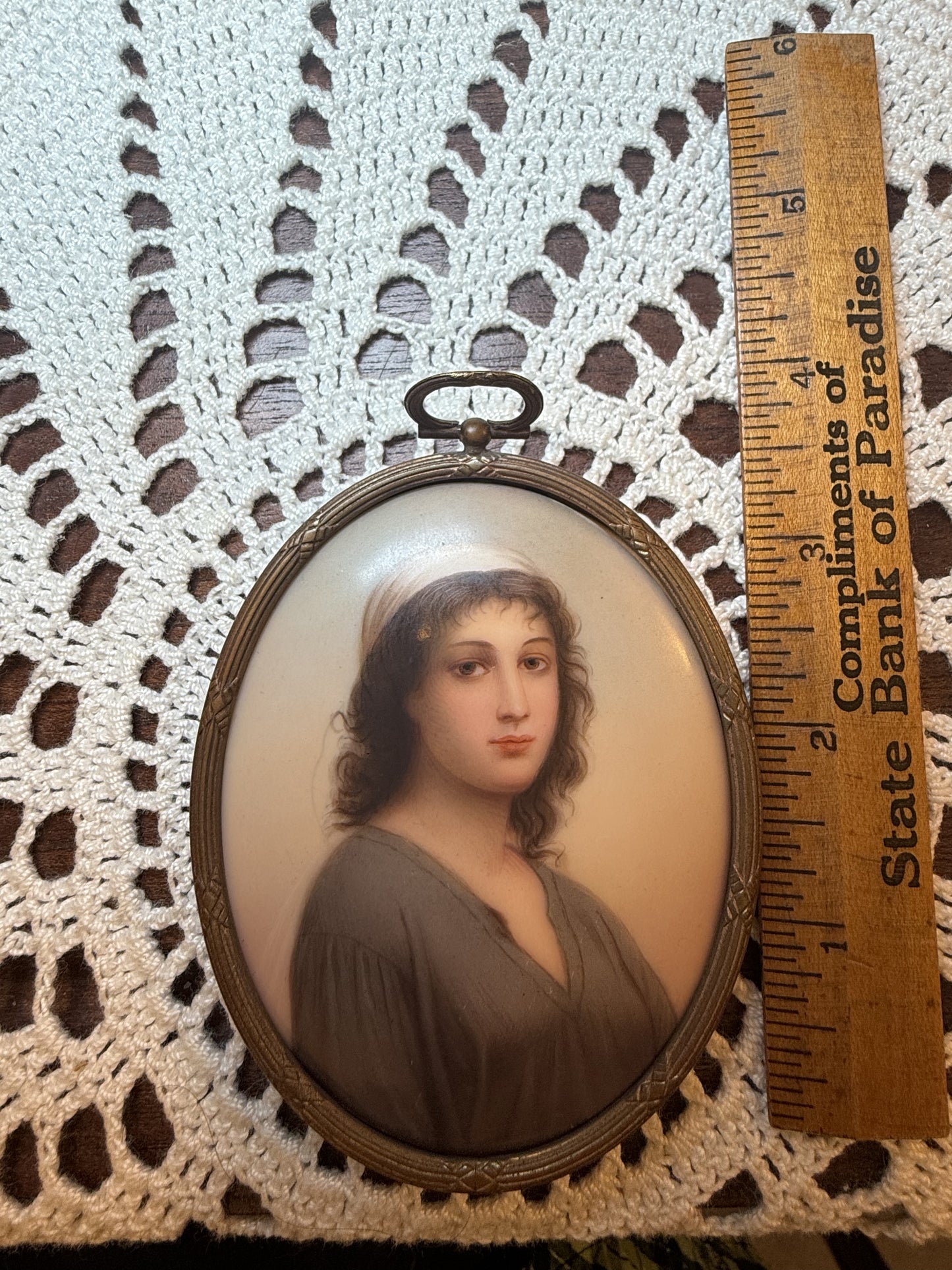Antique 19th Century Ruth Portrait Miniature Pendant