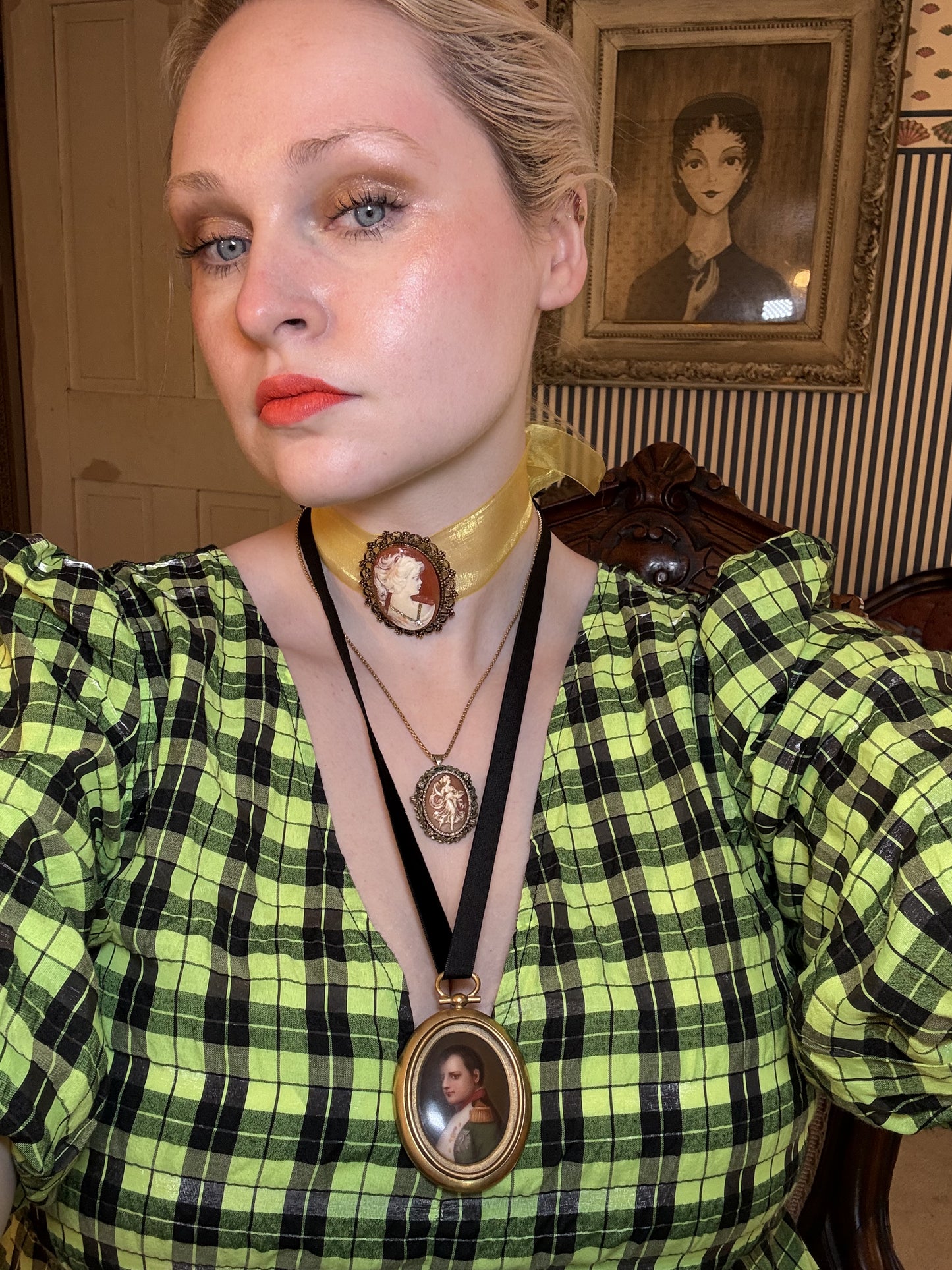 Antique Napoleon 19th Century Portrait Miniature Pendant