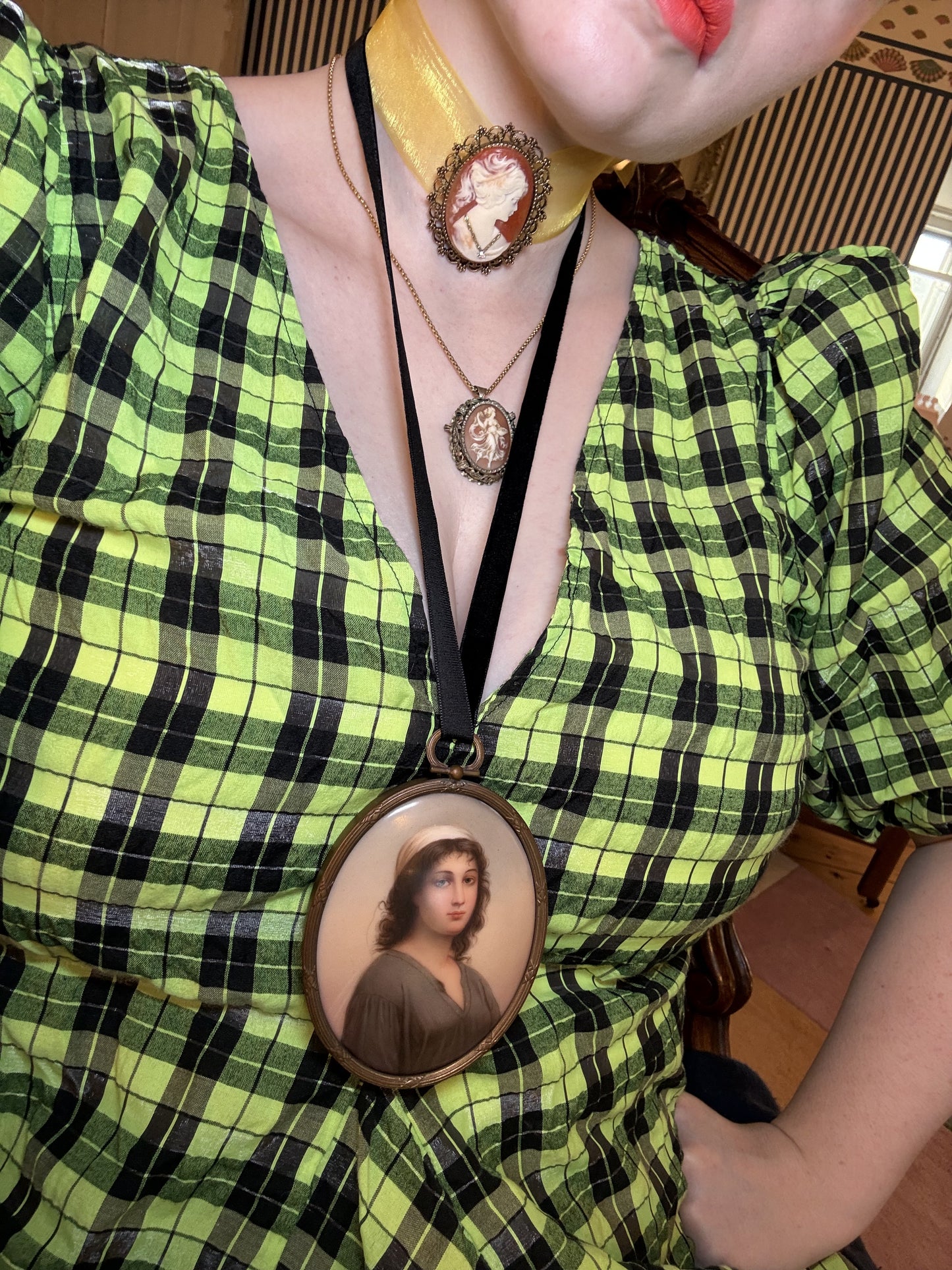 Antique 19th Century Ruth Portrait Miniature Pendant