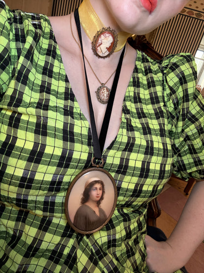 Antique 19th Century Ruth Portrait Miniature Pendant