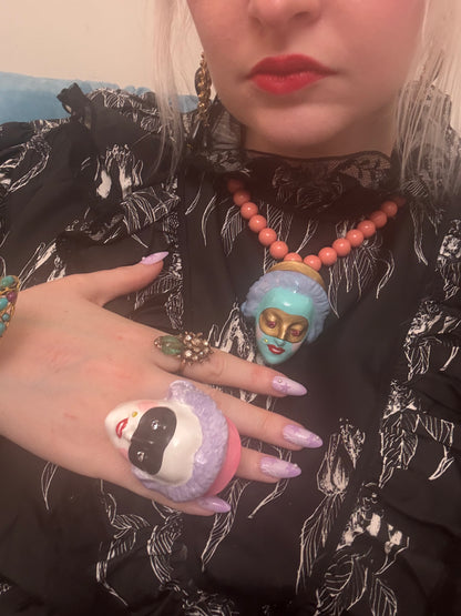 Masked Lady Madame Bleue Pearl Necklace