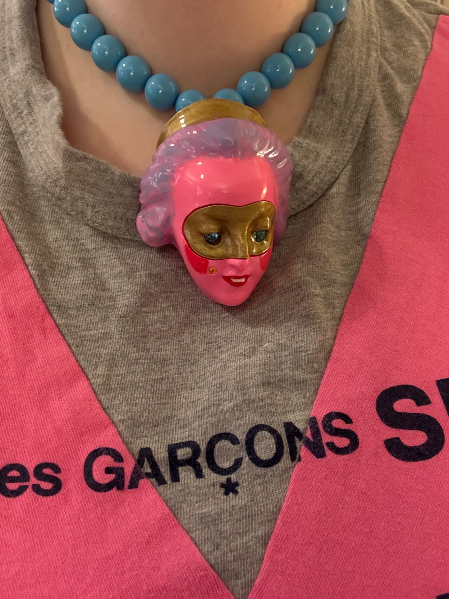 Masked Lady Madame Rose Pearl Necklace