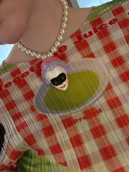 Masked Lady Madame Blanche Pearl Necklace