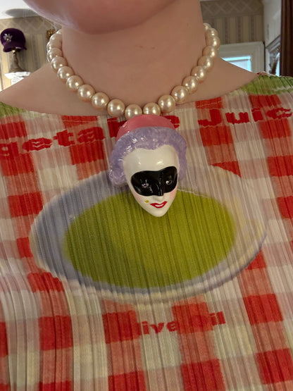 Masked Lady Madame Blanche Pearl Necklace