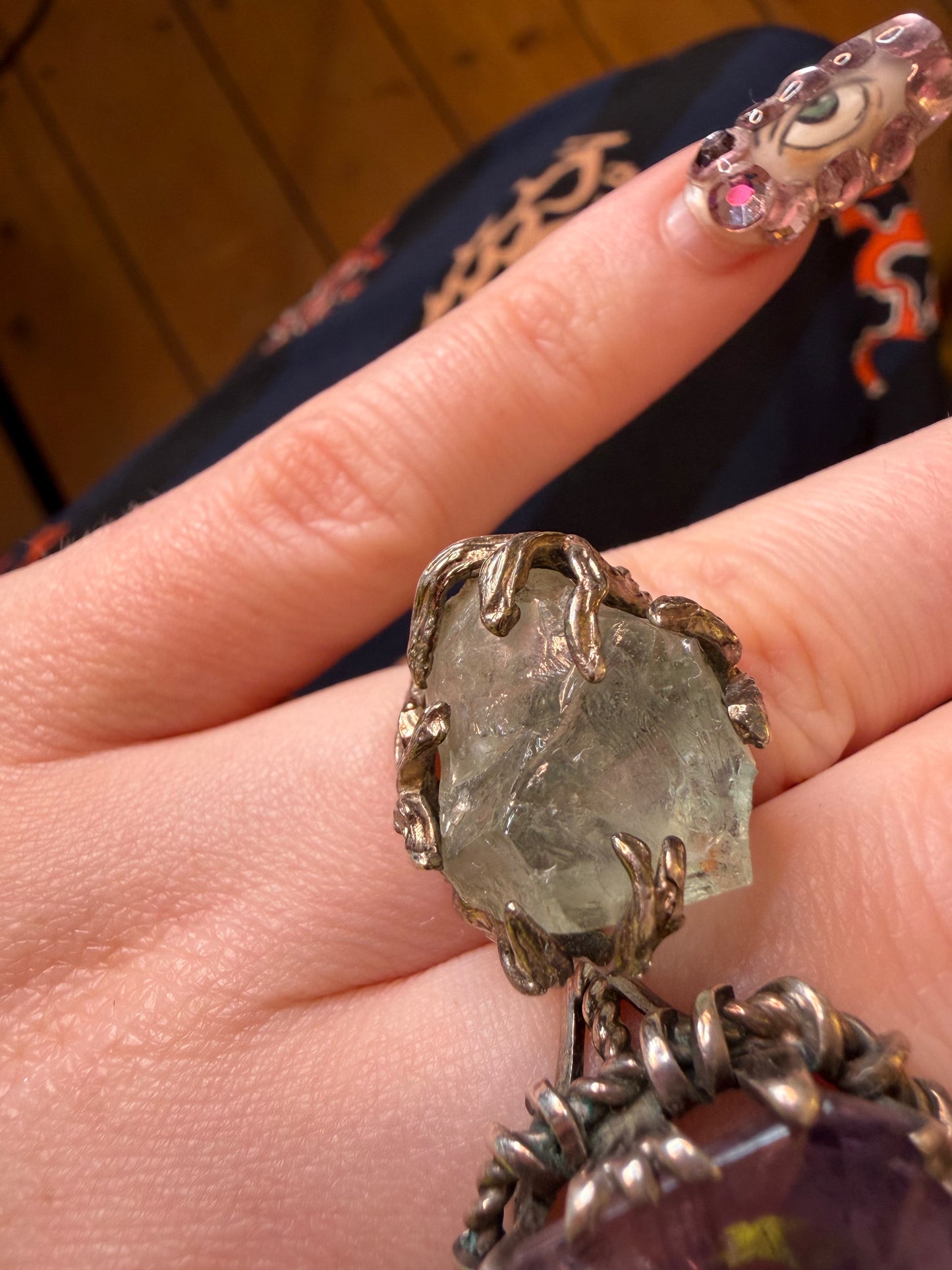 Vintage Chunky Brutalist Sterling Silver Aquamarine Ring