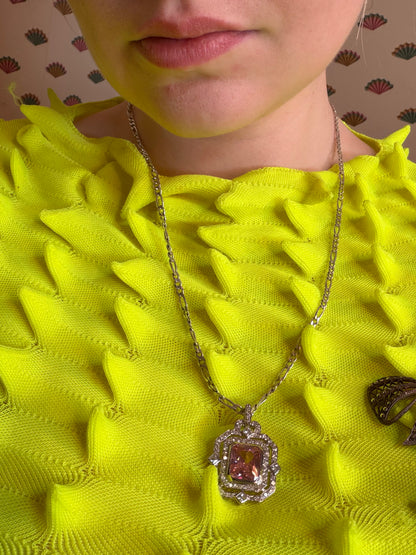 Vintage Sterling Silver Pink Princess Necklace