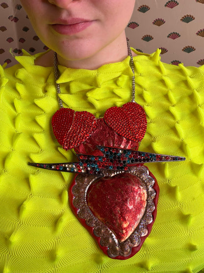 Sue Kreitzman Vintage Electric Heart Early Neckshrine Necklace