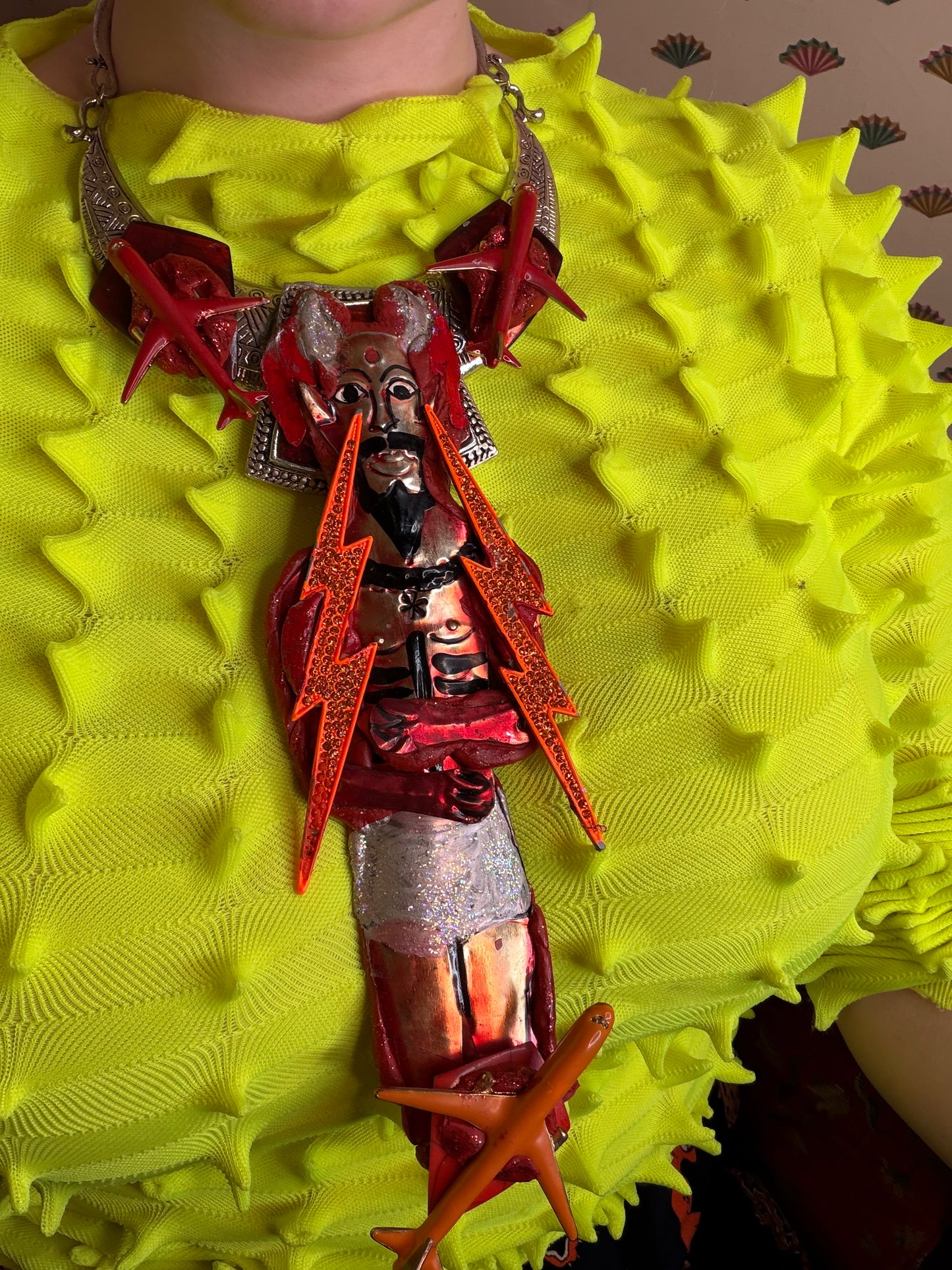 Sue Kreitzman Vintage Devilish Airplane Icon Early Neckshrine Necklace