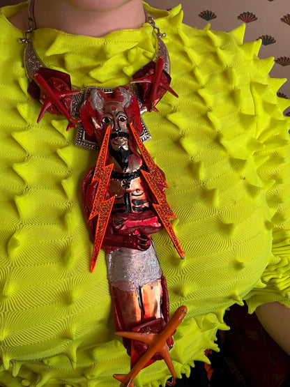 Sue Kreitzman Vintage Devilish Airplane Icon Early Neckshrine Necklace