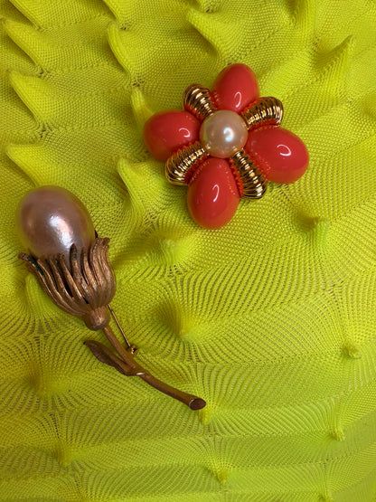 Vintage Supersized Chunky Pearl Flower Brooch