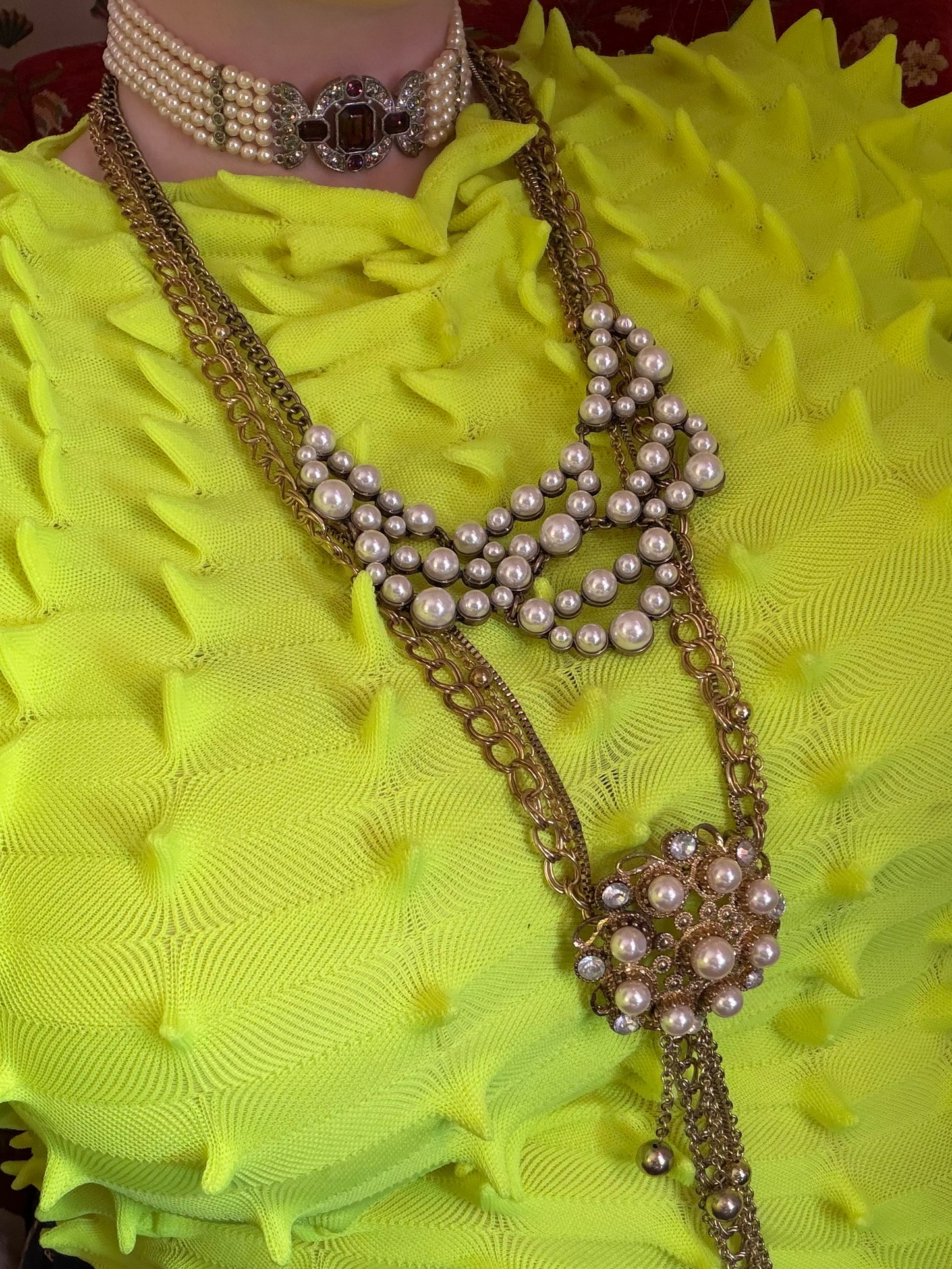 Vintage Mystical Pearl Crystal Pendant Necklace