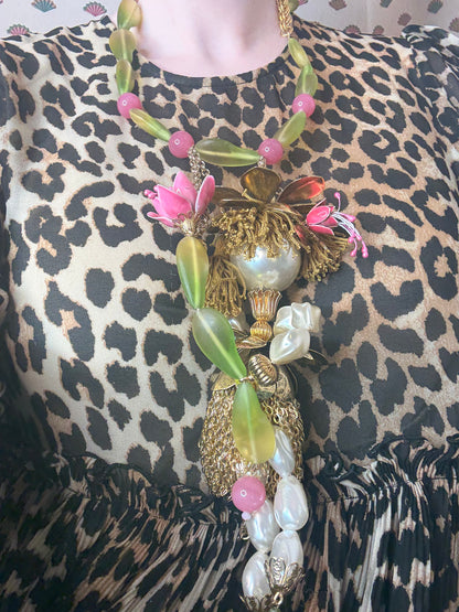 Julie Rubano RARE Huge Vintage Flower Doll Necklace