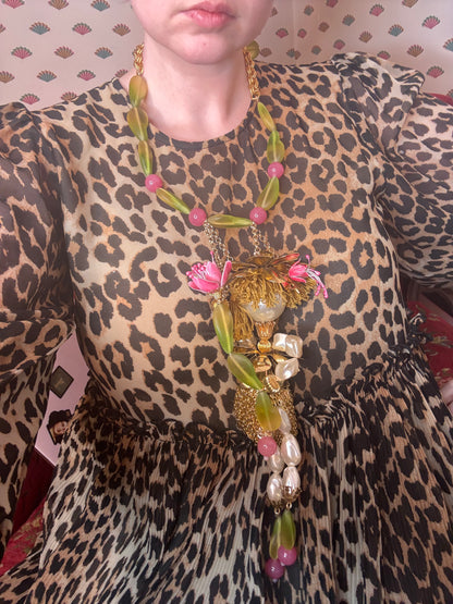 Julie Rubano RARE Huge Vintage Flower Doll Necklace