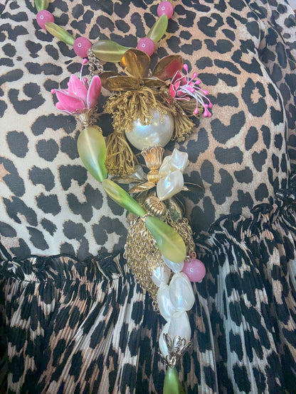 Julie Rubano RARE Huge Vintage Flower Doll Necklace