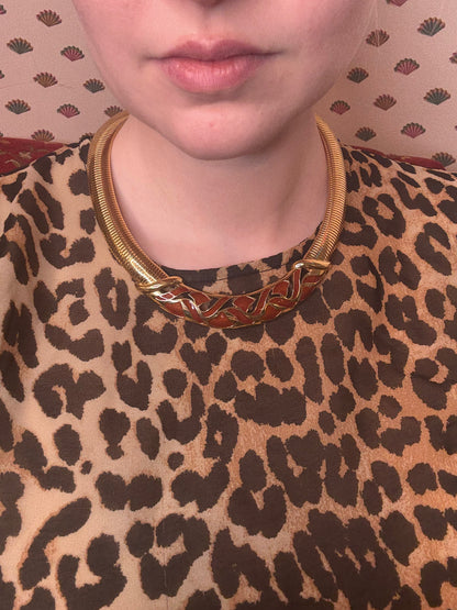 Vintage Trifari Chunky Enamel Tubogas Necklace