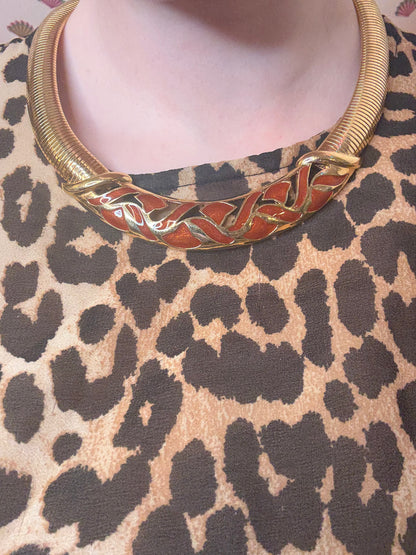 Vintage Trifari Chunky Enamel Tubogas Necklace