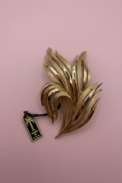 Vintage Trifari Mid-Century Flame Brooch w/ Original Tag